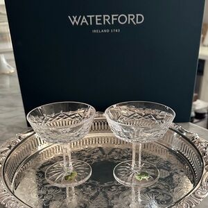 Waterford Lismore Crystal Champagne Toasting Glasses- Elegant Clear Design